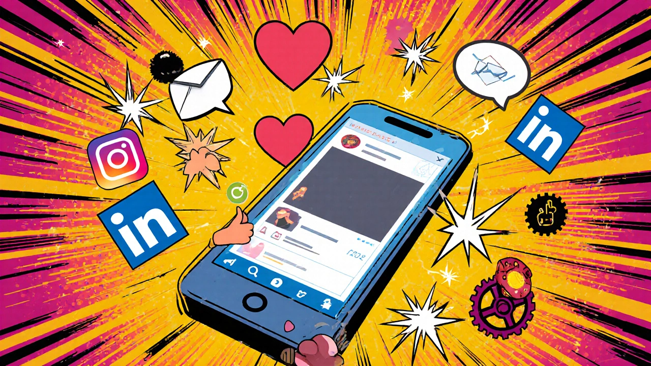 Smartphone with a viral post, surrounded by animated likes, shares, and platform symbols spreading outward.