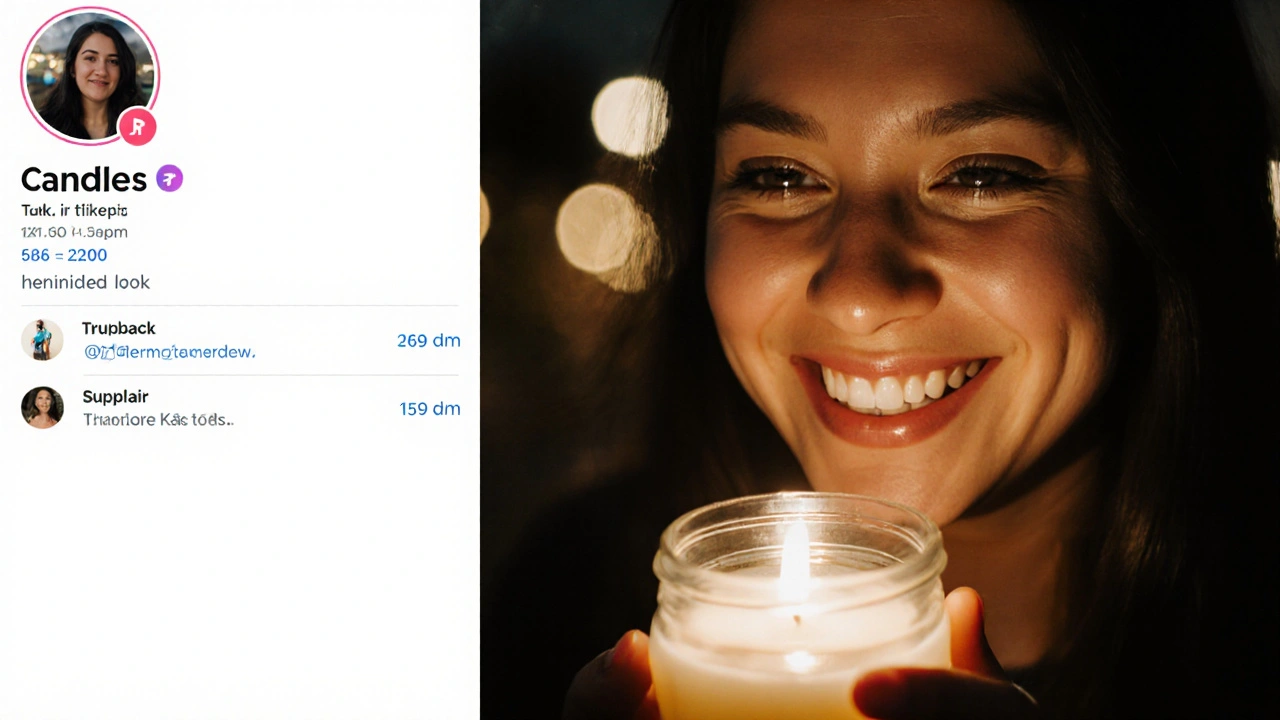 Before and after: bland TikTok bio transforms into emotional video moment with candle.