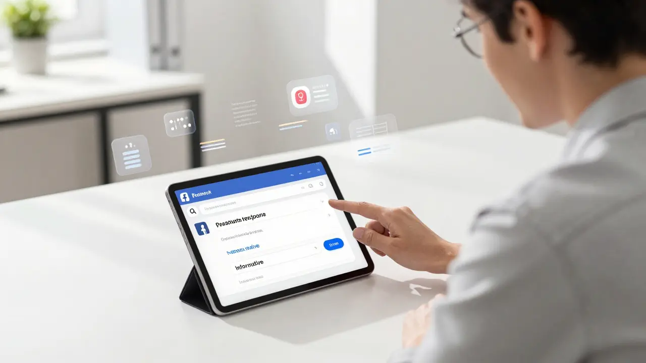 Business owner using AI on tablet to generate social media captions