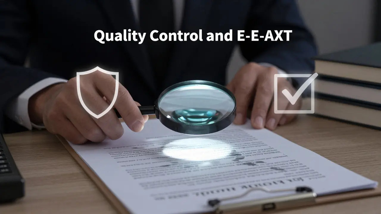 Editor using magnifying glass to verify content accuracy and prevent errors