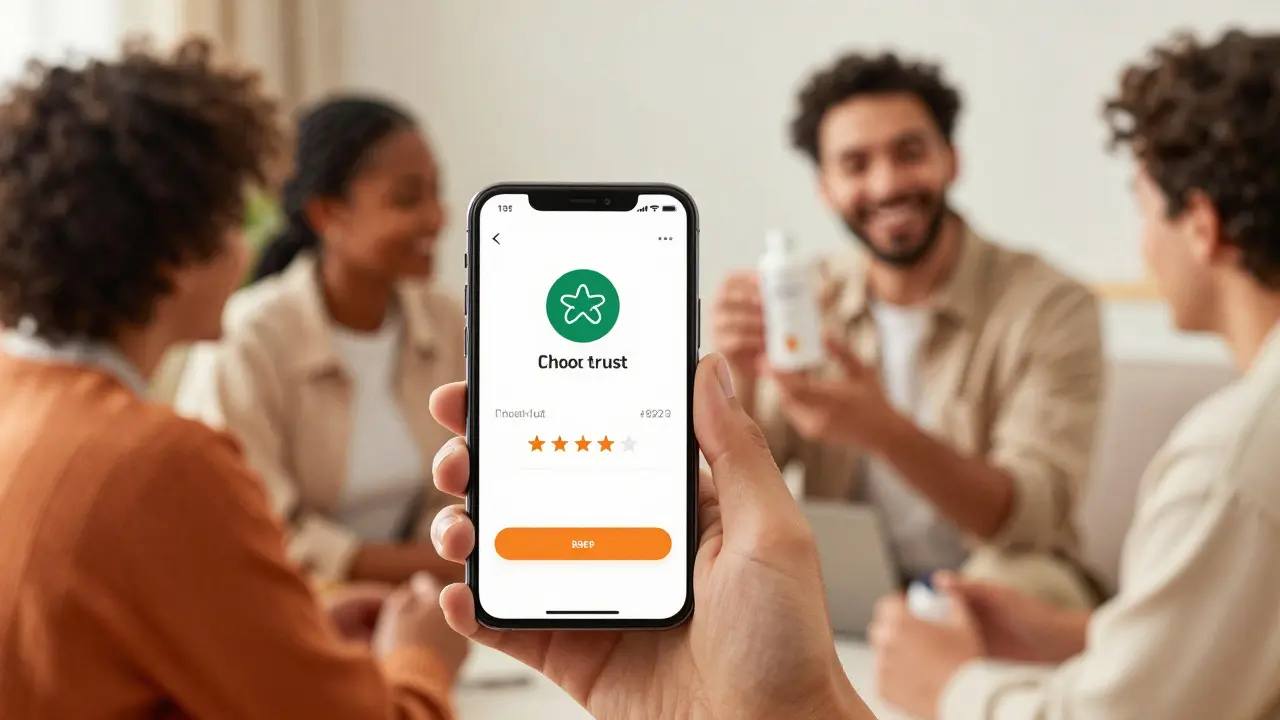 Smartphone checkout with trust signals and influencer social proof