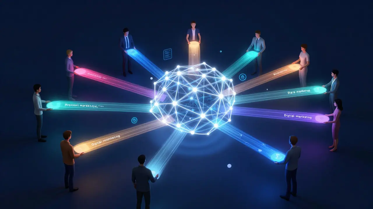 Abstract illustration of AI personalization connecting data to consumer experiences