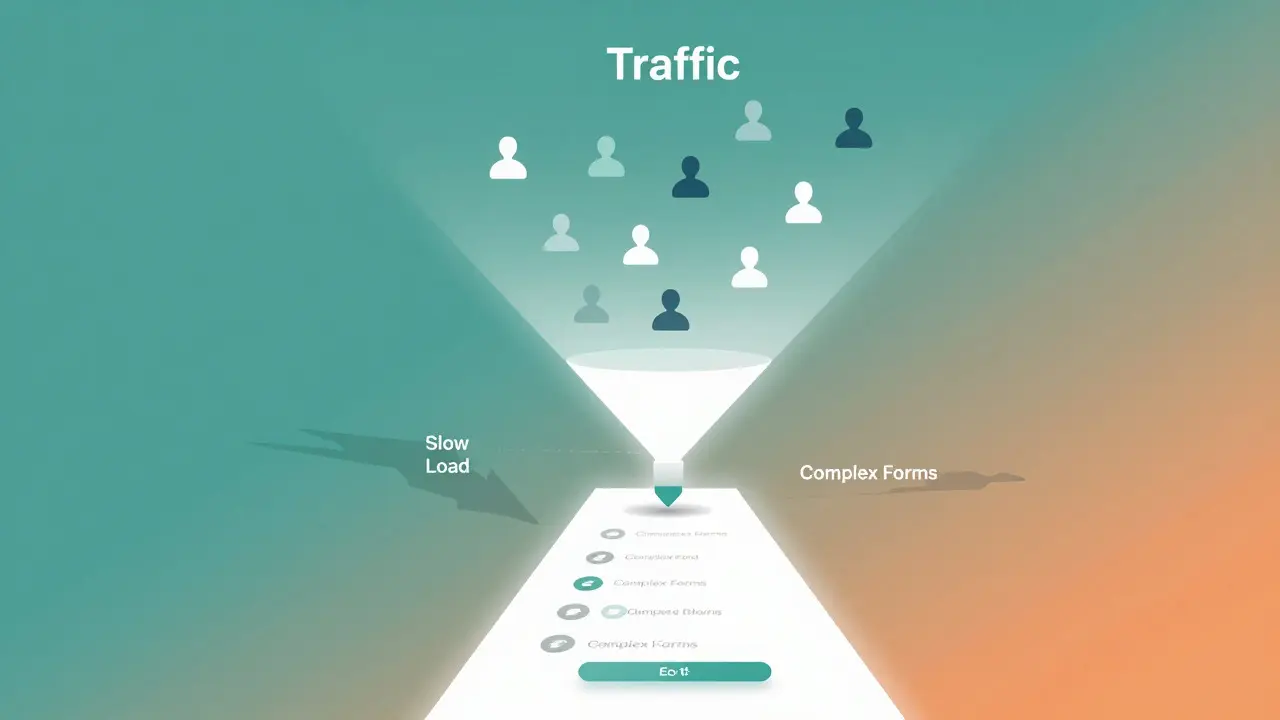 Illustration of an optimized conversion funnel eliminating friction
